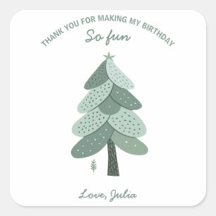 Sticker Carré Un arbre de Noël simple Anniversaire