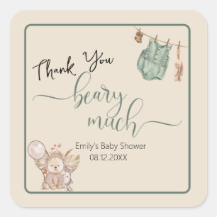 Sticker Carré Un Baby shower d'attente neutre pour les femmes