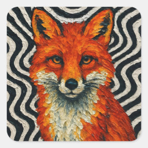 Sticker Carré Un beau renard rouge
