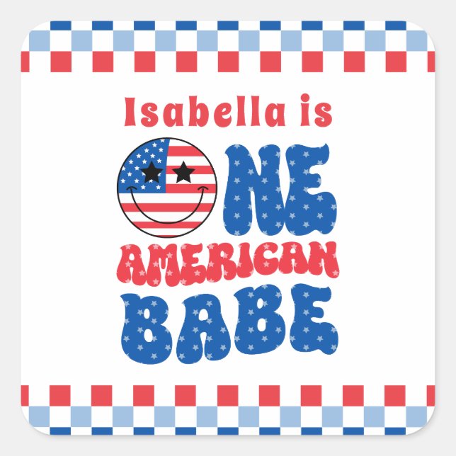 Sticker Carré Un bébé américain 4 juillet 1er anniversaire (Devant)