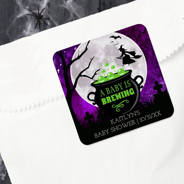 Sticker Carré Un bébé brasse un Baby shower d'Halloween (Créateur téléchargé)
