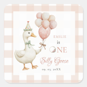 Sticker Carré Un bébé d'oie sotte 1er anniversaire