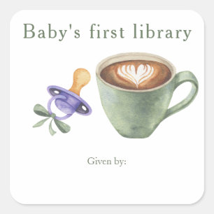 Sticker Carré Un bébé prépare du café - la première bibliothèque