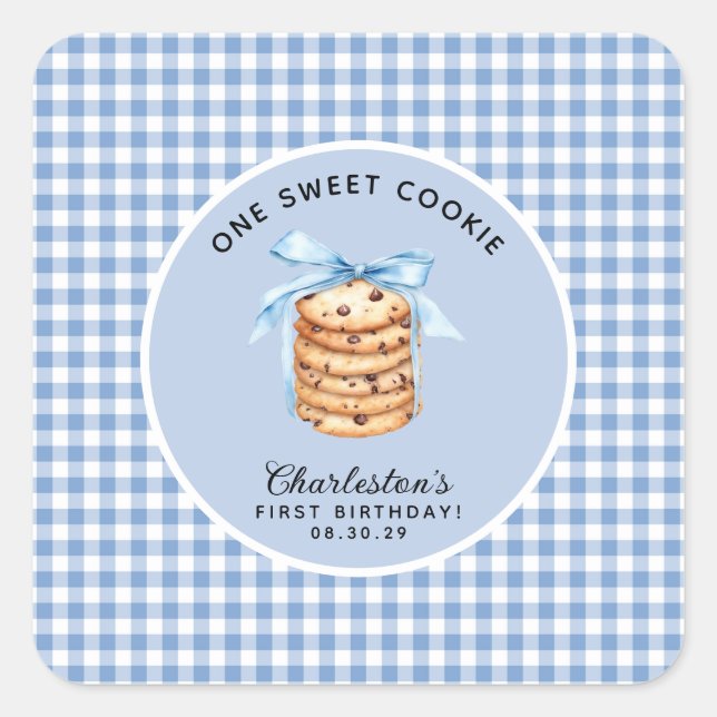 Sticker Carré Un biscuit intelligent Boys premier anniversaire (Devant)