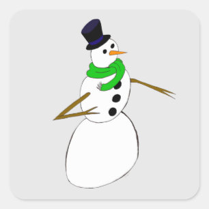 Sticker Carré un bonhomme de neige