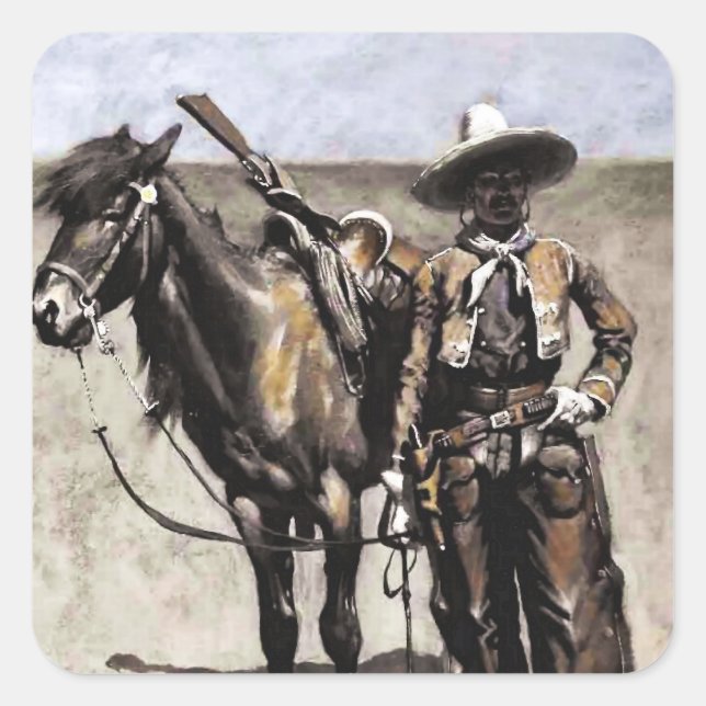 Sticker Carré Un Buccaro mexicain au Texas par Frederic Remingto (Devant)