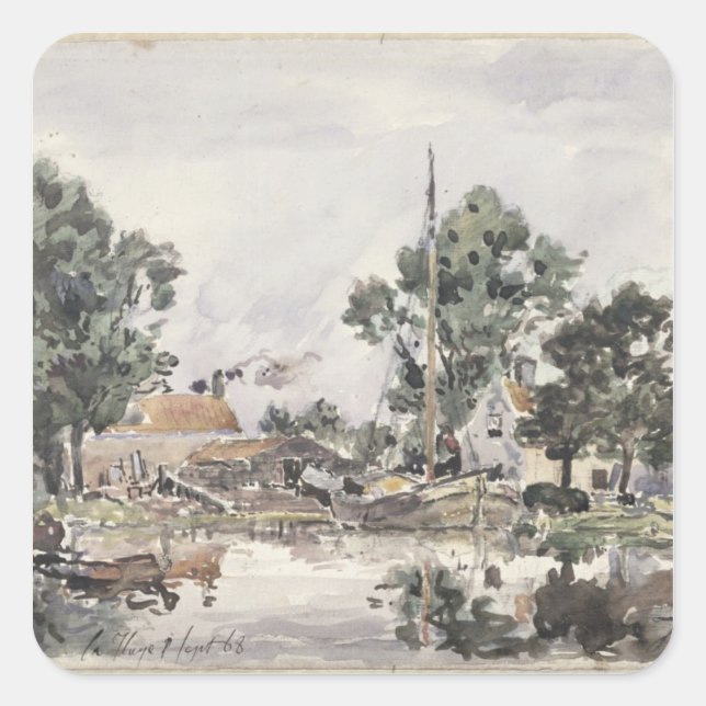 Sticker Carré Un canal à La Haye, 1868 (Devant)