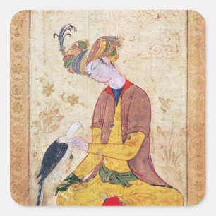 Sticker Carré Un chasseur frappe son faucon