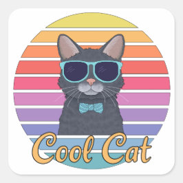 Sticker Carré Un chat Cool