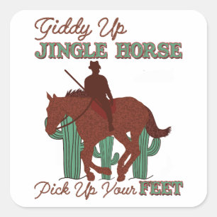 Sticker Carré Un Cheval À Jingle, Un Cowboy