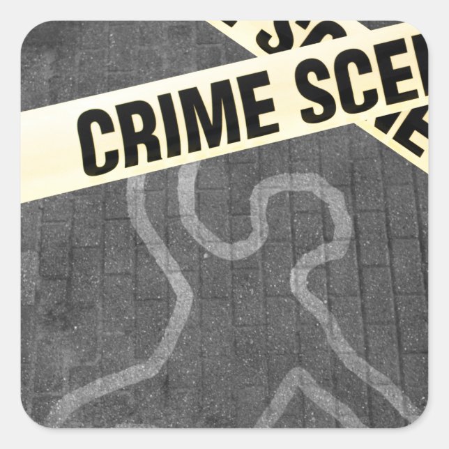 Sticker Carré Un contour d'une personne dans une rue. Meurtre ?  (Devant)