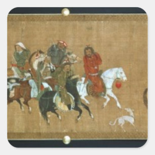 Sticker Carré Un convoi de Mongoles, Chinois, XIVème siècle