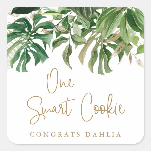 Sticker Carré Un Cookie intelligent Gold Green Graduation Tropic (Devant)
