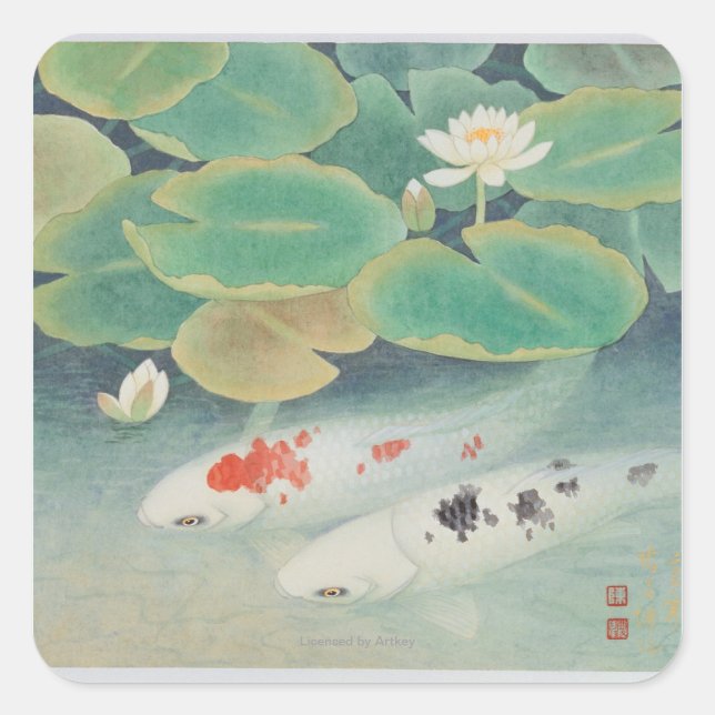 Sticker Carré Un couple sous Lotus (Devant)