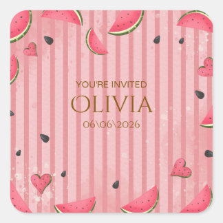 Sticker Carré Un dans un Carton d'Invitation pour Premier Annive