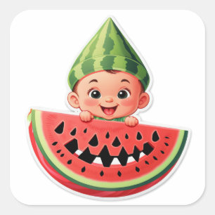Sticker Carré Un dans un melon – Surprise pour le plus doux 1er