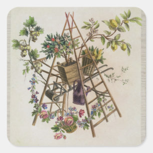 Sticker Carré Un design textile de jardin, de 'Oeuvre noma