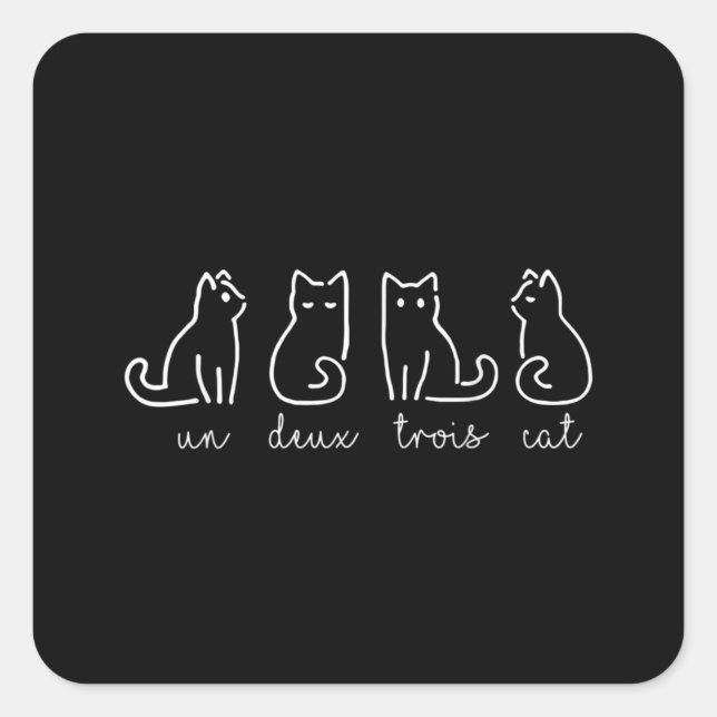 Sticker Carré Un Deux Trois Cat Abstrait Français Kitty (Devant)