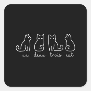 Sticker Carré Un Deux Trois Cat Abstrait Français Kitty