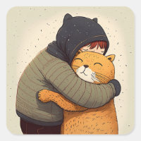 Un enfant embrasse le mignon chat au gingembre. En