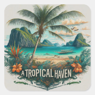 Sticker Carré Un havre tropical