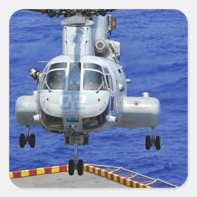 Sticker Carré Un hélicoptère CH-46E Sea Knight (Devant)