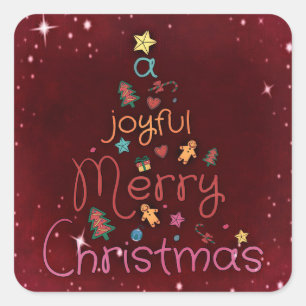 Sticker Carré Un joyeux Noël de Noël sur le rouge