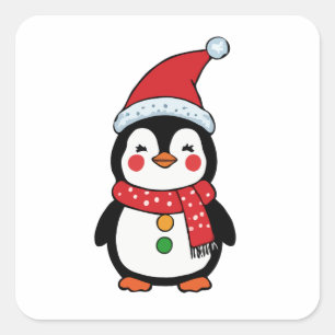 Sticker Carré Un joyeux pingouin habillé pour les vacances