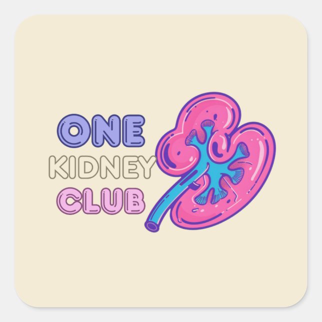 Sticker Carré UN KIDNEY CLUB, KIDNEY Transplant (Devant)