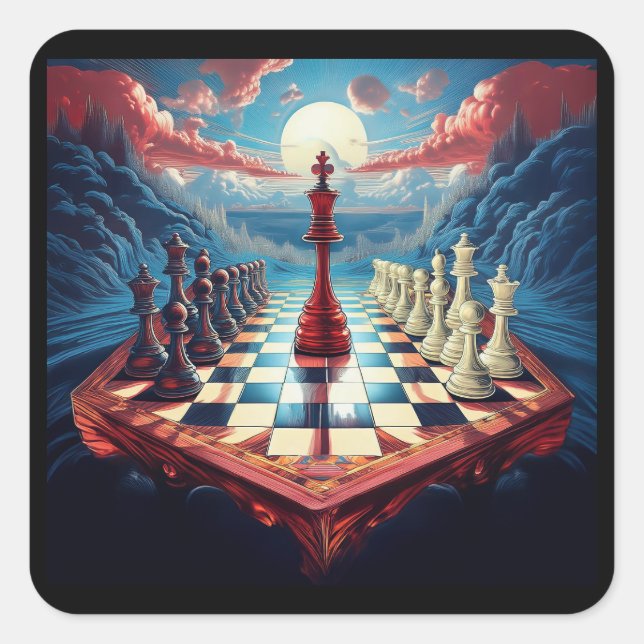 Sticker Carré Un Nouveau Concept Sur Le Jeu Des Échecs (Devant)