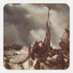 Sticker Carré Un pêcheur tirant dans un filet, 1868