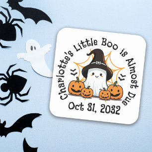 Sticker Carré Un petit Baby shower Boo Halloween