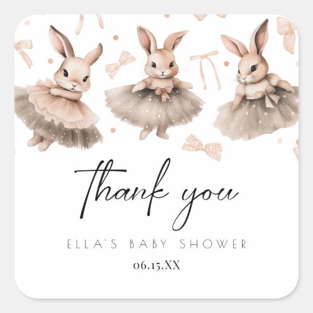 Sticker Carré Un Petit Baby shower Bunny (Devant)