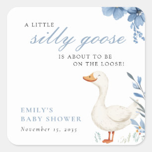 Sticker Carré Un petit Baby shower de garçon d'oie idiot