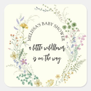 Sticker Carré Un petit baby shower fleur sauvage