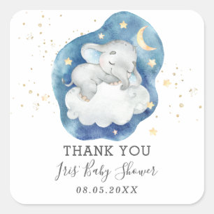 Sticker Carré Un petit bébé endormi Merci préféré
