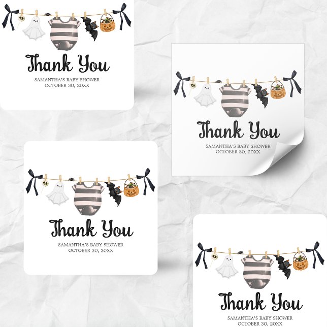 Sticker Carré Un Petit Boo Est Presque À Baby shower (A Little Boo Baby Clothes Baby Shower Sticker)