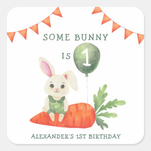 Sticker Carré Un petit lapin a un an