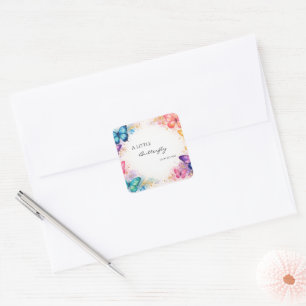 Sticker Carré Un petit papillon pour une Baby Shower