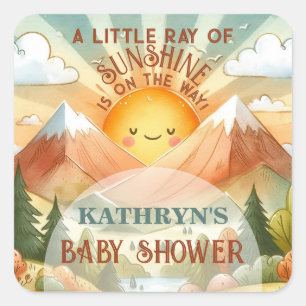 Sticker Carré Un petit rayon de soleil Baby shower