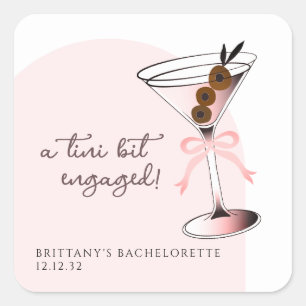 Sticker Carré Un peu fiancée Martini Rose Bachelorette 