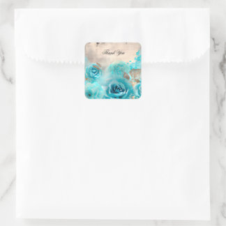 Sticker Carré Un Shabby Bleu Chic Ephemera Design Series 7