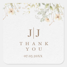 Sticker Carré Un simple Merci Mariage Fleur sauvage