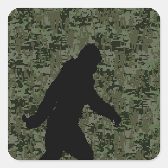 Sticker Carré Un squatchin pour le camouflage numérique d'Olive (Devant)
