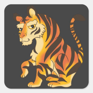 Sticker Carré Un tigre génial