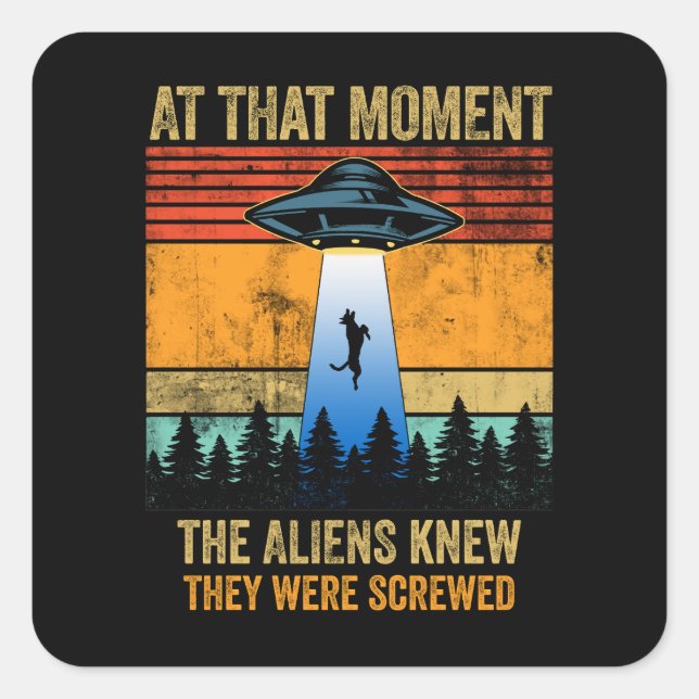 Sticker Carré Un vaisseau spatial UFO Alien en flammes en Belgiq (Devant)