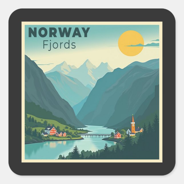 Sticker Carré Une affiche de voyage classique nostalgique - Norv (Devant)