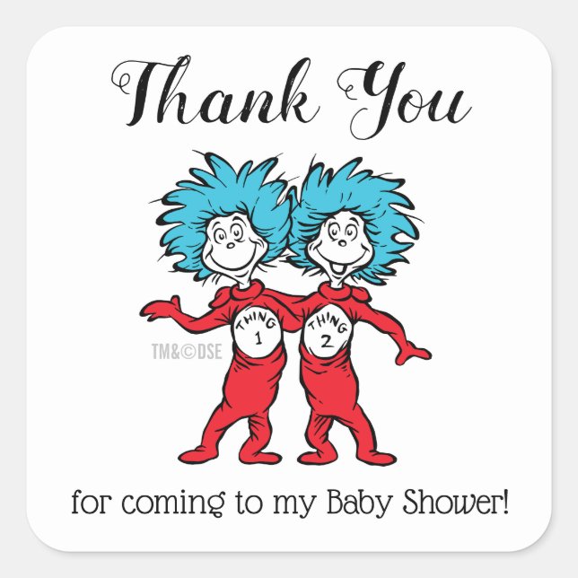 Sticker Carré Une chose deux | Merci Baby shower jumeaux (Devant)
