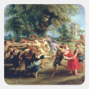 Sticker Carré Une danse rurale, 1636-40