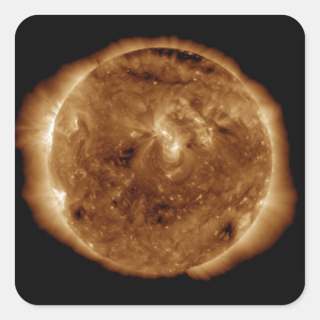 Sticker Carré Une faille sombre dans l'atmosphère du soleil (Devant)